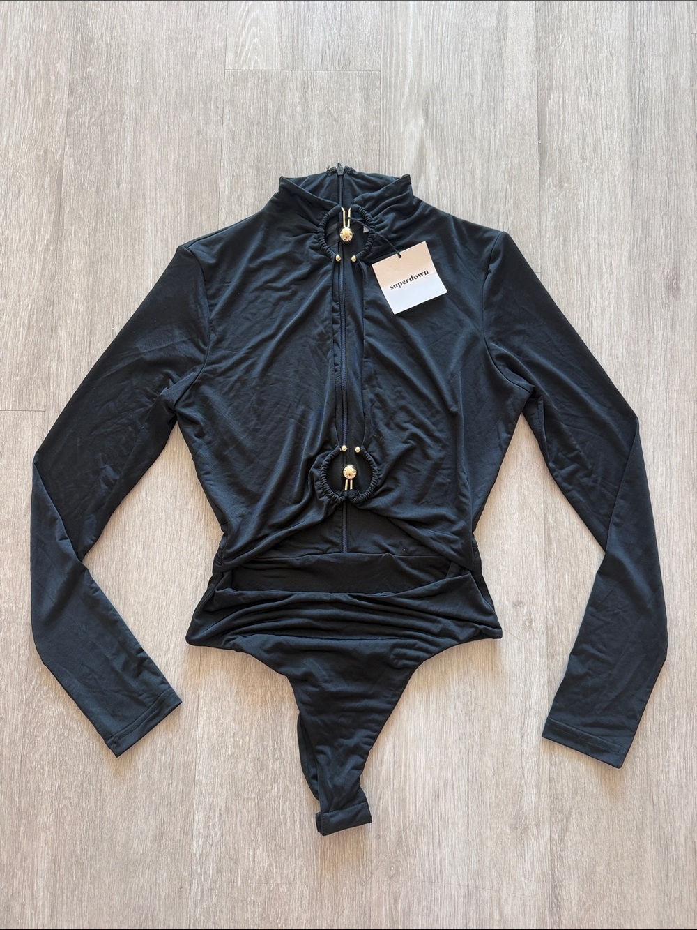 New Revolve Superdown Black Gold Bodysuit Small
